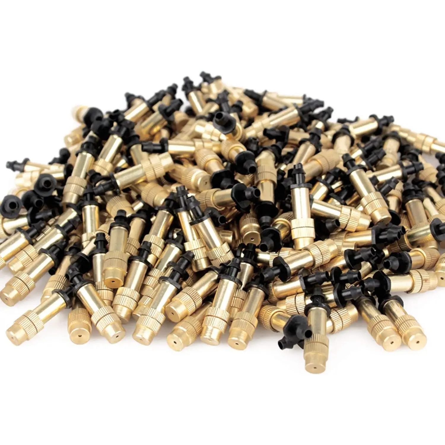 Adjustable Copper Atomizing Nozzle, Drip Irrigation Sprayer,  Nozzle Garden Cooling Irrigation Equipment (25 pcs)(Black+)
