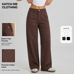 Katch Me Clothing Women's Versatile High Waist Wrinkle-Resistant Wide Leg Jeans, Durable Skin-Friendly Cotton Loose Trousers, Classy Stretch Lady's Bottoms, Streetwear Outfits #TikTokMadeMeBuyIt #WideLegJeans #Stretchy #StreetStyle