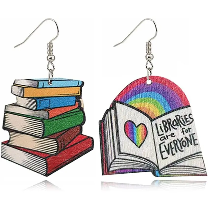 Creative Teacher Student Dangle Earrings Wooden Book Pencil Ruler Globe  Dangle Earrings for Women