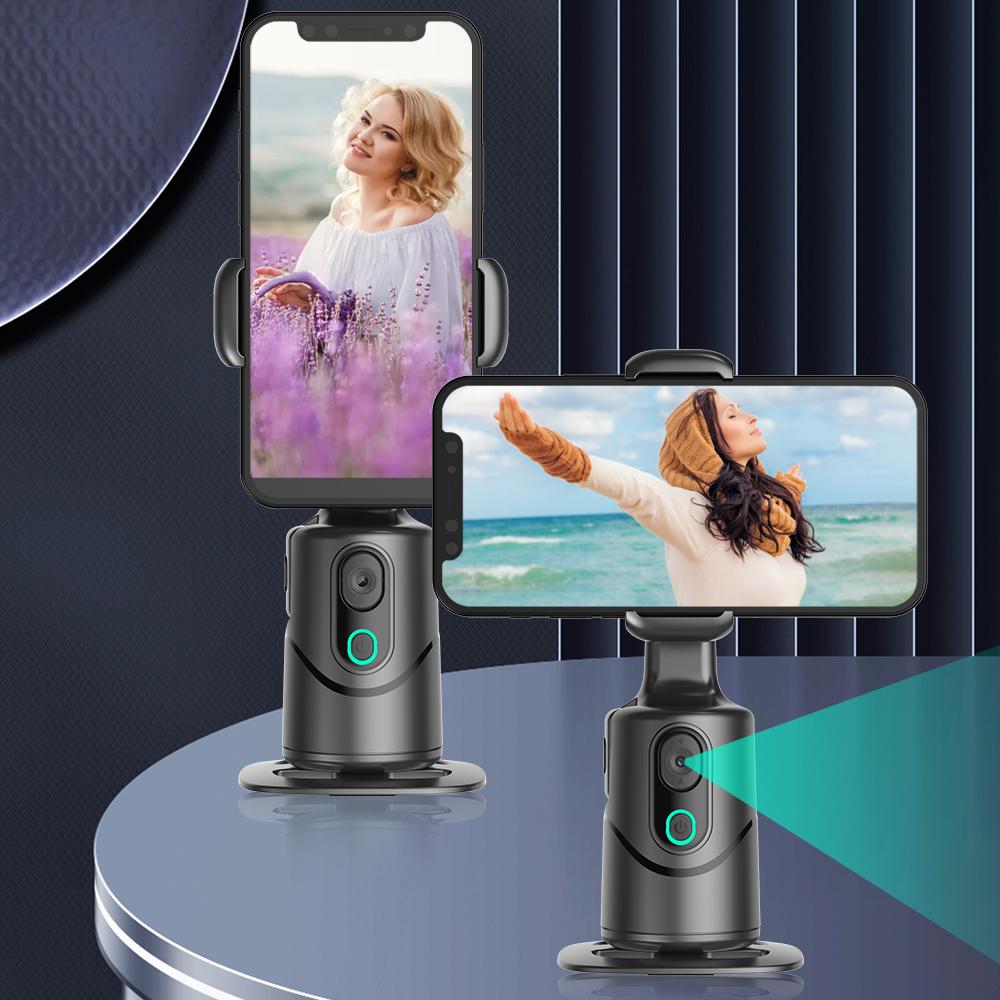 Automatic Face Tracking Camera, 360° Rotating Face Body Cellphone Camera Stand, Intelligent Shooting Phone Tracking Stand for Live Streaming, Video Recording, Selfie, Accessories
