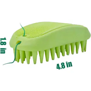 Silicone Shampoo Shower Massage Curry Brush for Long & Short Hair Small Medium Large Pets Dogs Cats Pet Grooming Cleaning Accessories (Green)