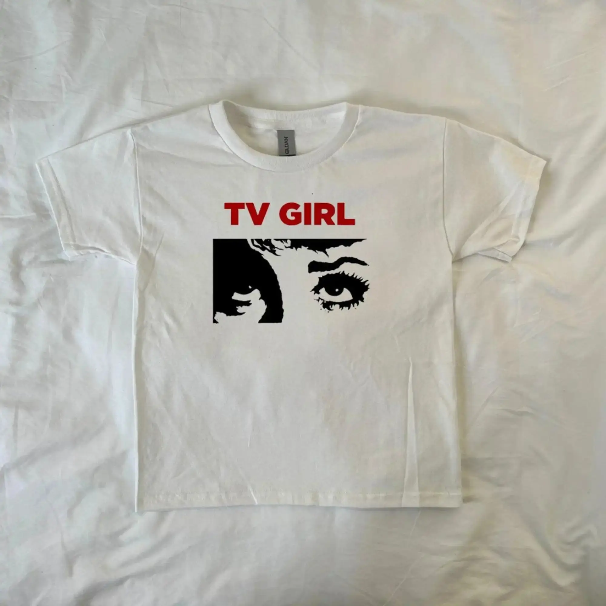 Handmade Print ShirtTV Girl Baby Tee, lovers rock, y2k clothing, Pinterest ,vintage