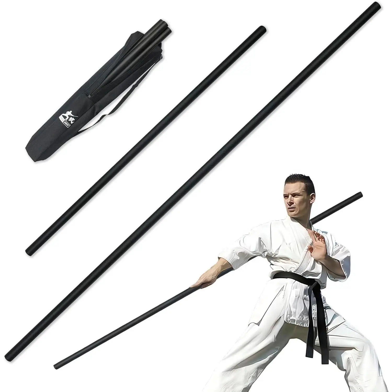 4ft & 6ft Collapsible Bo Staff – Foam-Padded Martial Arts Training Staff for Safe Practice, Portable Design with Carry Bag