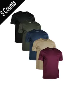 5-Pack Quick-Dry Short Sleeve Tees, Breathable Mesh Fabric, Youth Men's Outdoor Running & Fitness Training, Ideal for Active Lifestyle