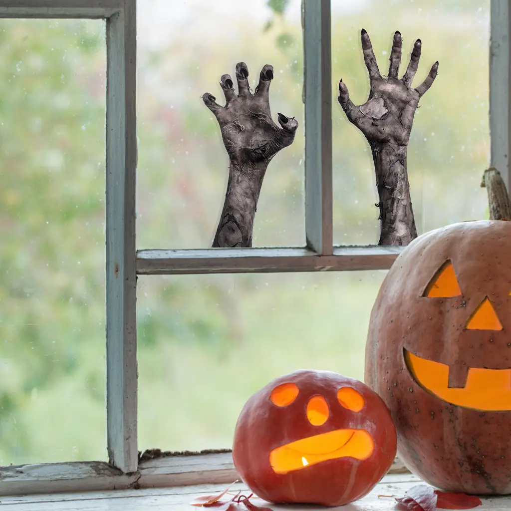 1 Set, 1 Pcs Halloween horror zombie hand stickers, Halloween themed party stickers, suitable for home decoration, outdoor decoration, glass decoration, etc., self-adhesive detachable waterproof stickers, Halloween decoration stickers
