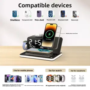 Acer 7 in 1 Wireless Charging Station withFast Wireless Charger, LED Night Light,Bluetooth Time Sync Clock & TemperatureDisplay, USB-A & USB-C, MagneticMagSafe - for iPhone, Android Phone,Apple Watch & AirPods, Gift