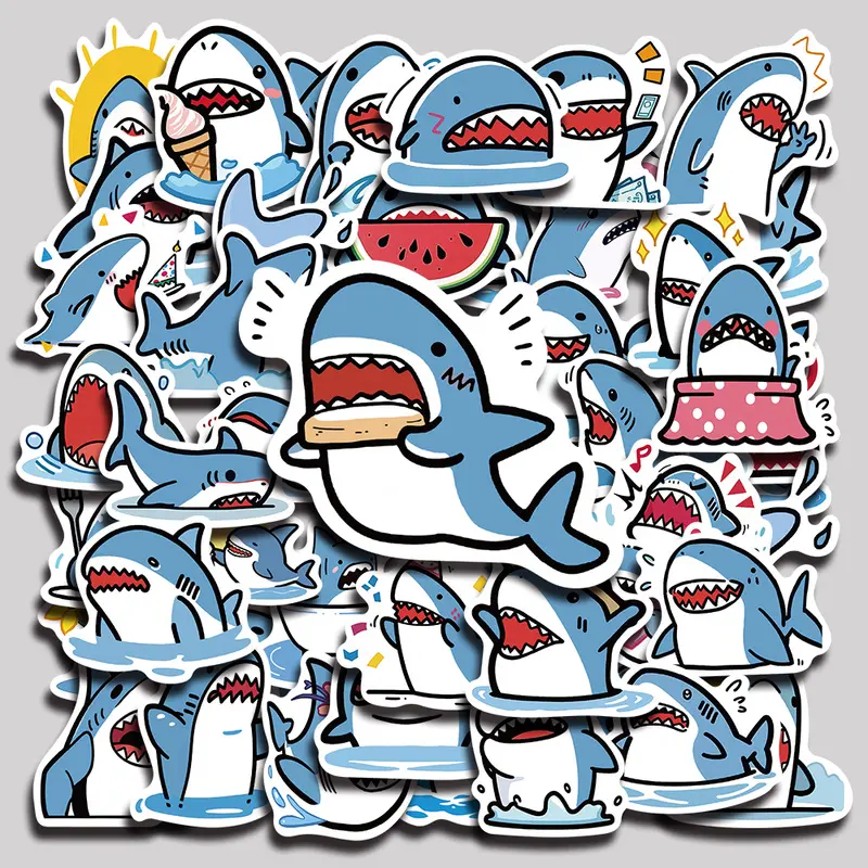 50PCS Chubby Shark Aesthetic Vinyl Stickers Pack for Laptop Water Bottle Phone Case Skateboard Journal Scrapbook DIY Decoration
