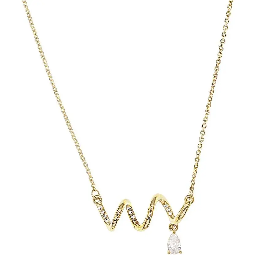 Women's Dainty Chain Simple Pendant Necklace - Modern Rhinestone Accent Single Dangle Costume Jewelry for Thanksgiving, Christmas