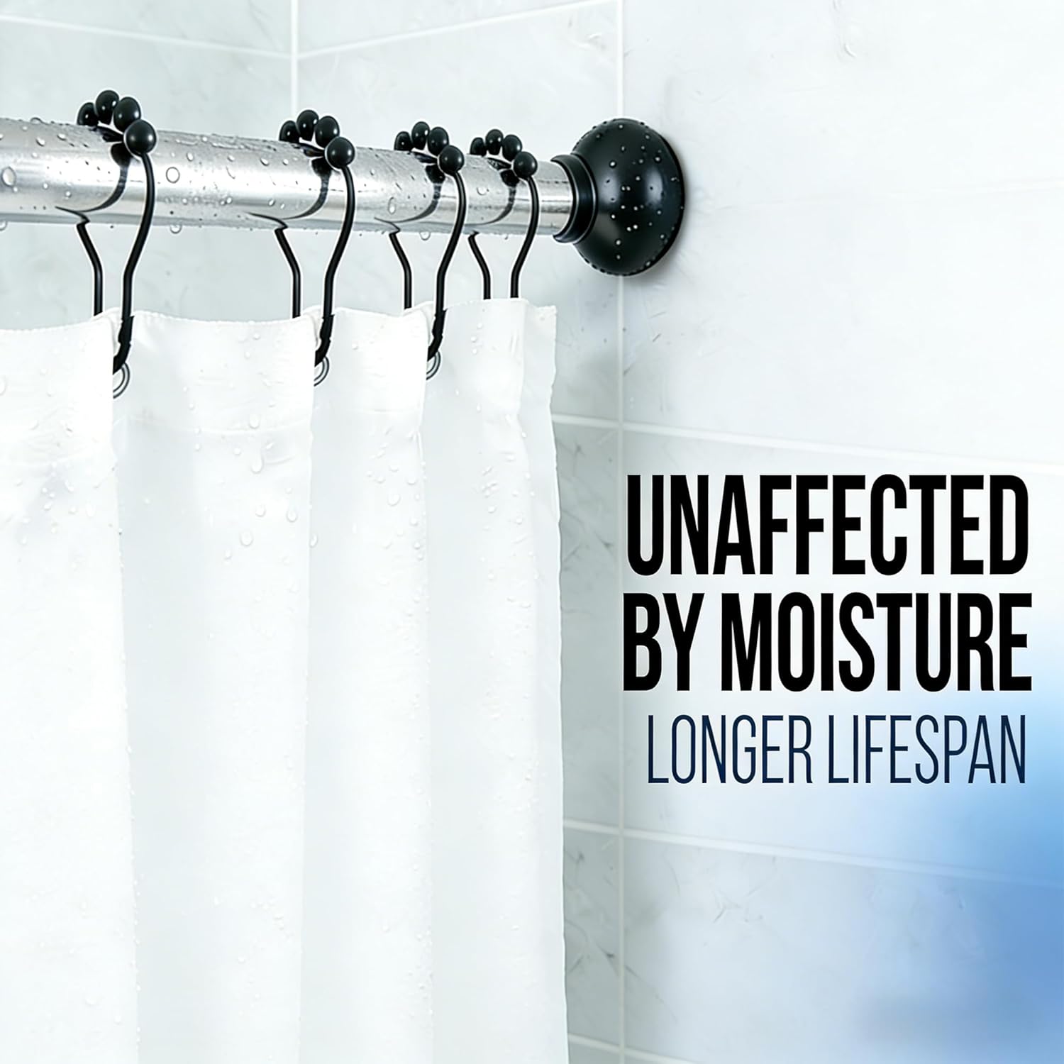 Shower Curtain Hooks Rings, Rustproof Metal Shower Curtain Rings for Bathroom Shower Rods Curtains - Set of 12, Matte Black 2026 new