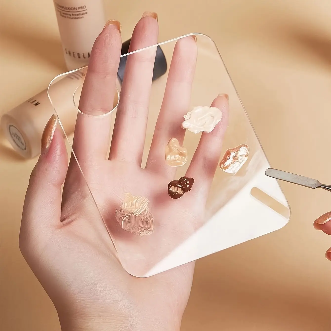 Transparent Acrylic Foundation Mixing Palette, Lipstick Makeup Nail Art Color Mixer, Cosmetics Makeup Tools for Makeup Artists, 1pc