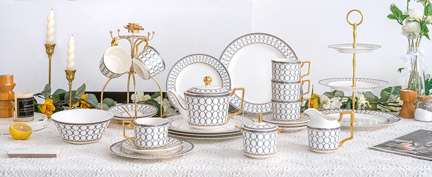 Bone China 4 Piece Dinner Plates 10 Inch Modern Round Salad Plates Dishware Set Microwave Safe Not Applicable For Kitchen Dining Tableware