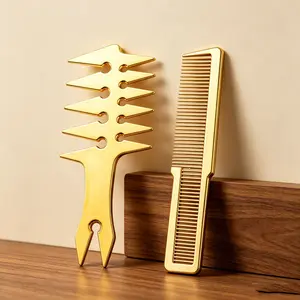 2-Piece Comb Set, Three-Prong Hairbrush, Styling Comb and Nylon Brush, Combs for Hair Stylist, Professional Barber Hair Styling Tools, Salon Use