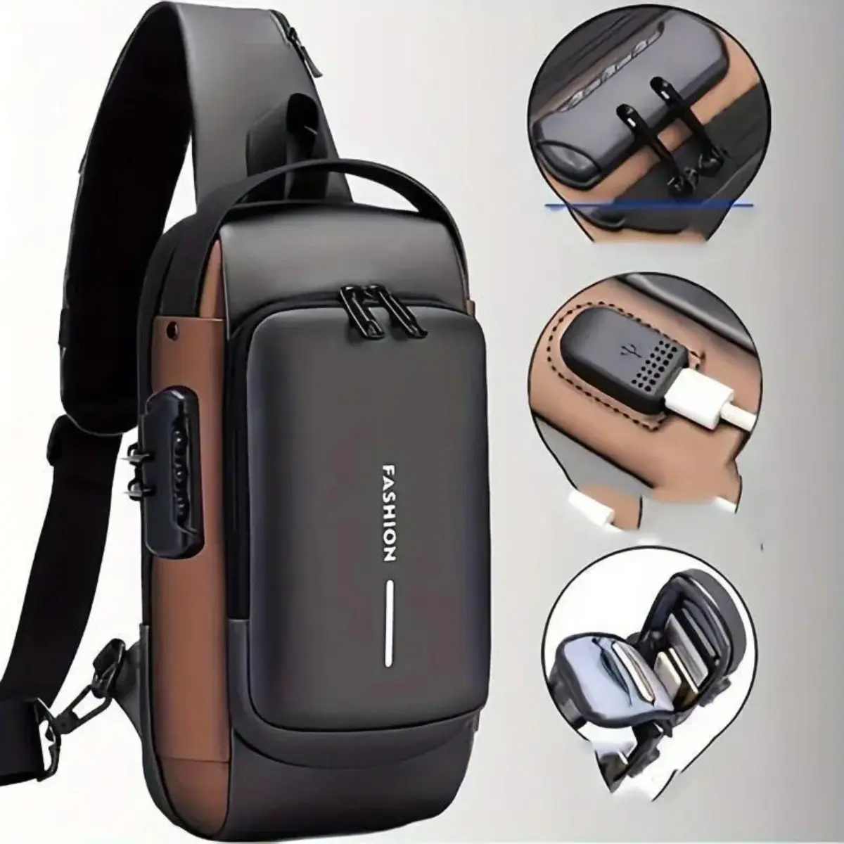 Men's Anti-Theft Chest Bag with Combination Lock - Durable Oxford Fabric Crossbody Sling Pack, Adjustable Strap & Secure Storage for Motorcycling & Sports