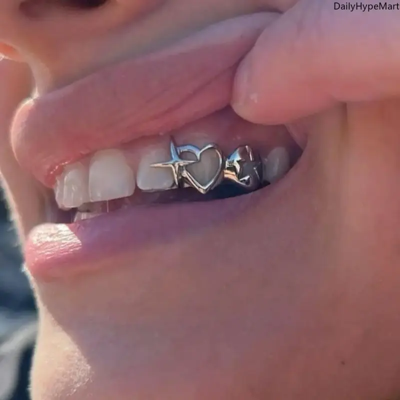 Hollow-Out Punk Grillz, Unisex Hip Hop Single Tooth Cap, Edgy Statement Jewelry for Streetwear Fashion