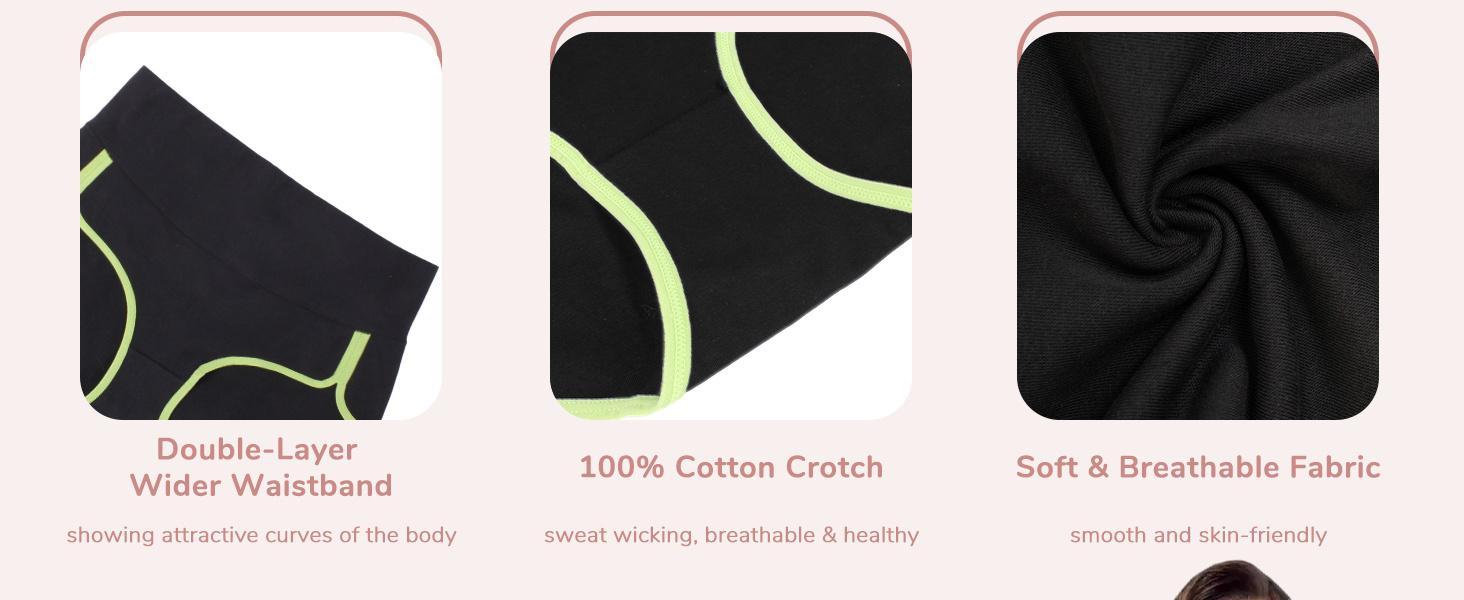 Women's Cotton Underwear High Waisted Tummy Control Ladies Panties Soft Stretch Full Coverage Briefs 4 Pack