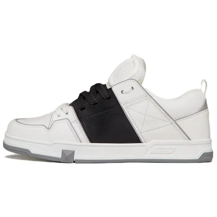 Valentino Open Skate Leather Low-Top Fashion Sneakers for Men in White and Black Verifiable, with credentials and supporting global authentication