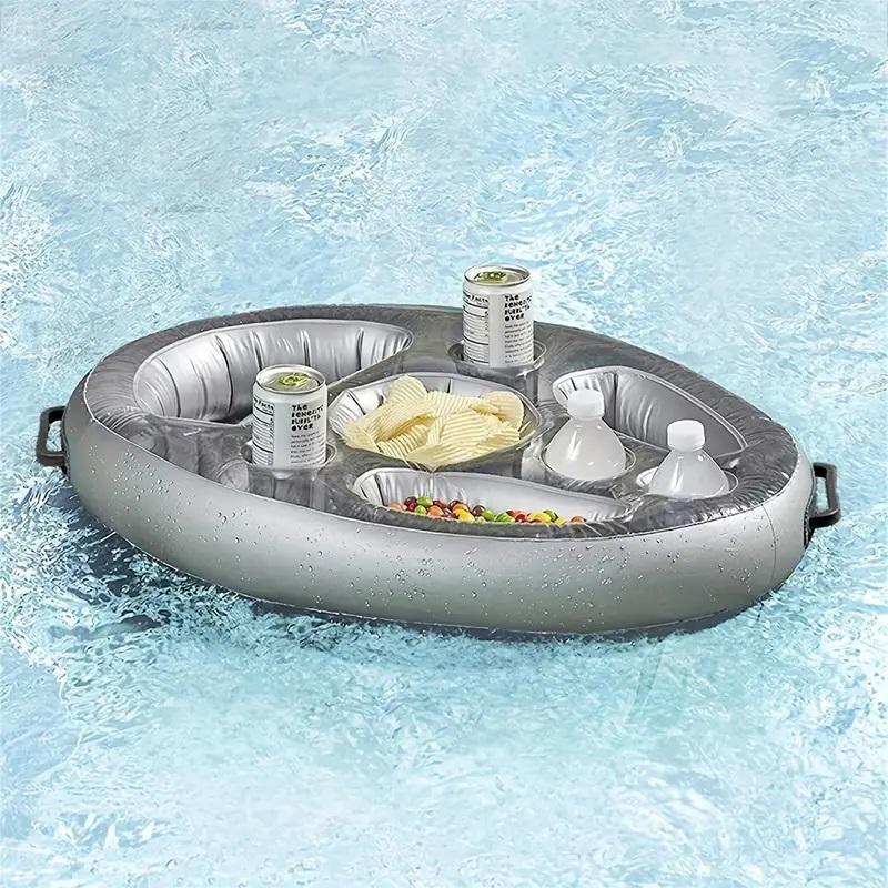 Inflatable Pool Floating Beer Cooler Dining Table, Beach Swim Ring Beer Bottle Holder, Summer Party Bucket Cup Holder, Swimming Pool Accessories