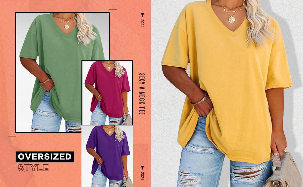 【1XL-5XL】Plus Size Curve Imily Bela Curve Women's V Neck T Shirts Summer Half Sleeve Tees Casual Loose Fit Cotton Tunic Tops