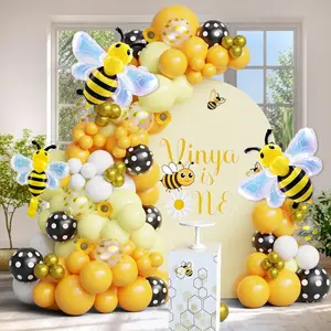 Cartoon Bee Aluminum Foil Balloons, Rainbow Transparent Wings Balloon Set, Kids Birthday Baby Shower Party Decorations, Helium Float Balloons