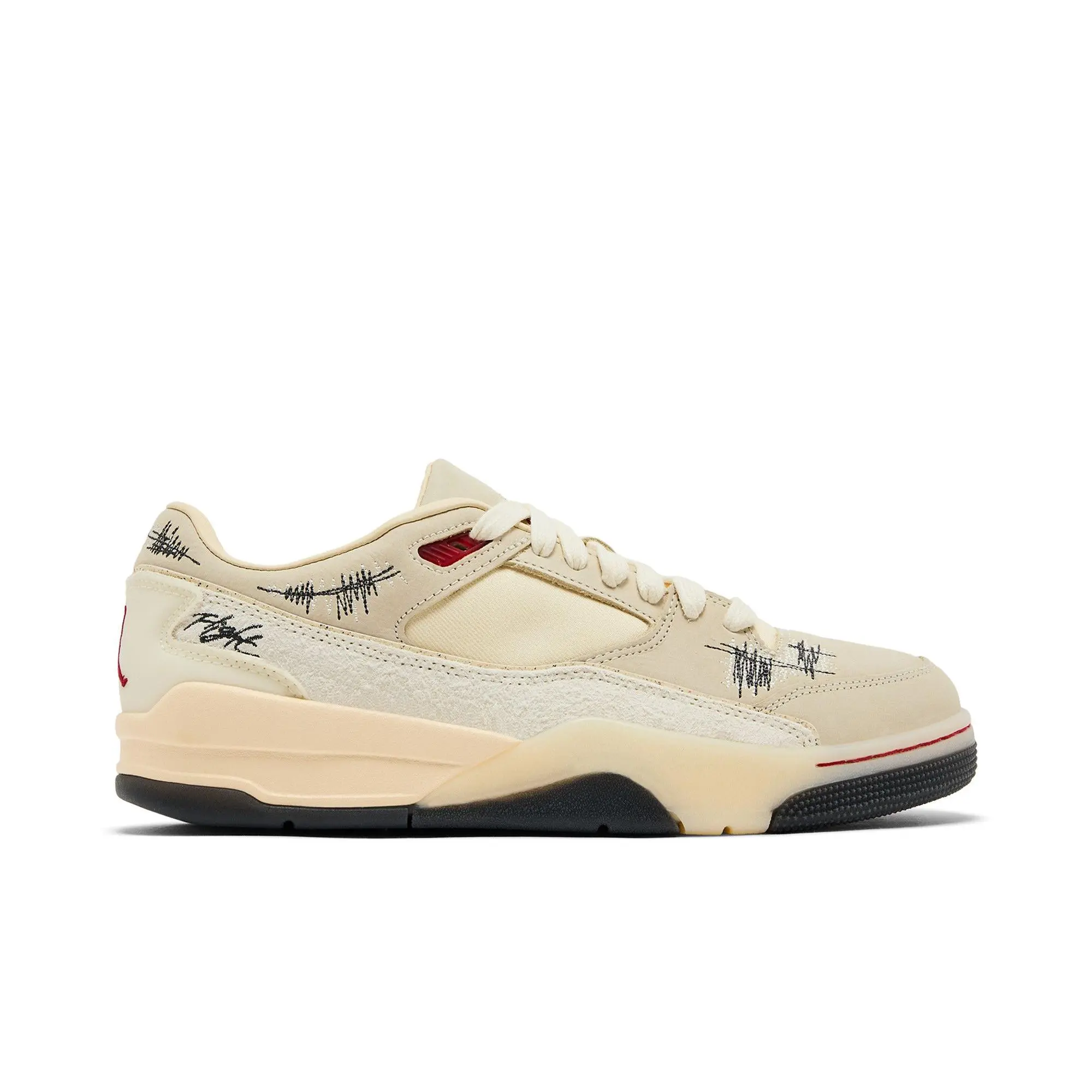 Who Decides War x Air Jordan Womens Jordan Flight Court 'The World Is Your Court - Crèpe' (women's sizes) Coconut Milk/Varsity Red/Muslin/Off Noir retro basketball shoes HQ2958 100