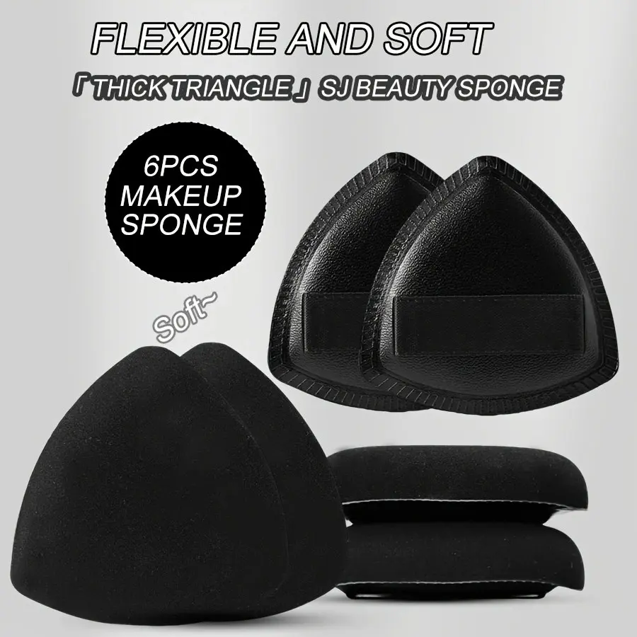 6pcs Pineapple Triangle Makeup Sponge Set, Makeup Sponges For Foundation, Beginner Friendly Foundation Applicator Tools, Facial Makeup Application Accessories