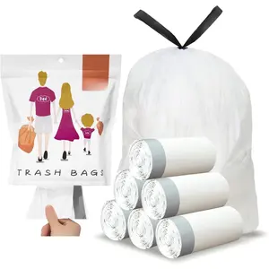 7 to 8 Gallon / 30 Liter Gallon Drawstring Trash Bag, Thickened Medium Garbage Bags, 60 Count