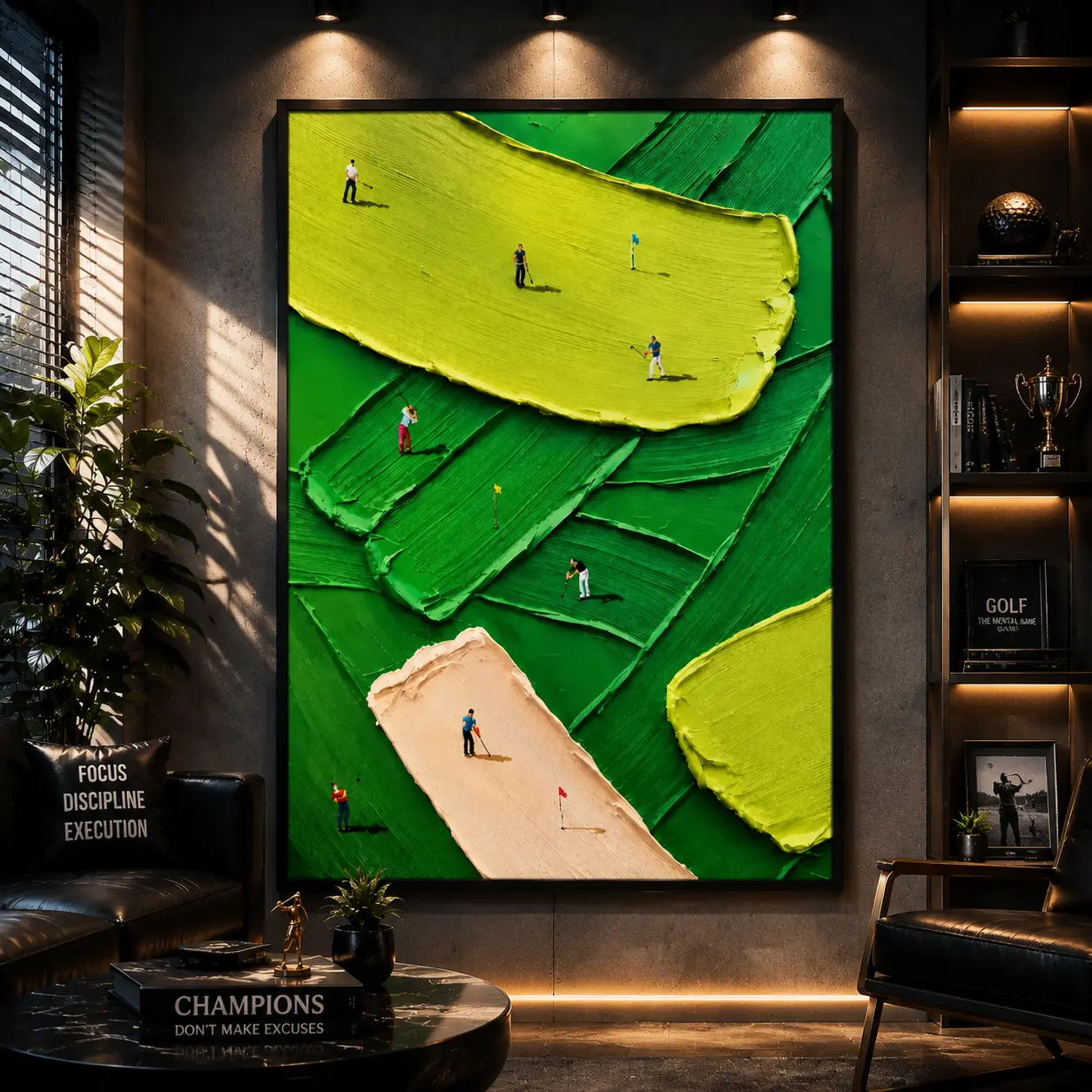 Abstract Golf Course Canvas Wall Art, Textured Green Landscape Print, Modern Golf Sports Decor Poster, Golf Club Room Decor, Luxury Sports Wall Art, Office Man Cave Decor, Gift for Golf Lovers