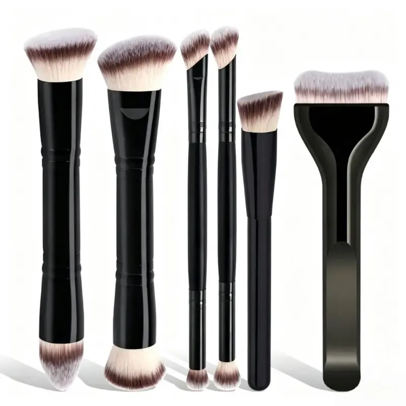 Double-Ended Makeup Brush Set, Professional Makeup Brushes, Three-Tone Foundation Brush, Blush Brush, Contour Brush, Loose Powder Brush, Beauty Tools