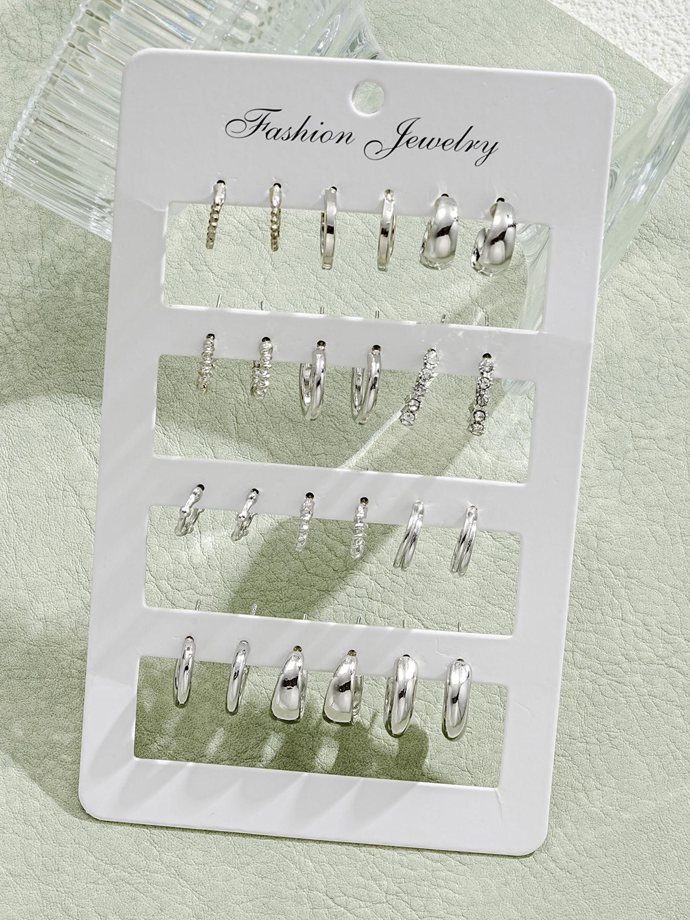 Simple Geometric Design Hoop Earrings, 6/12 Pairs Fashionable Earrings for Women & Girls for Party, Daily Clothing Decor, Trendy All-match & Exquisite Jewelry for Birthday Gift