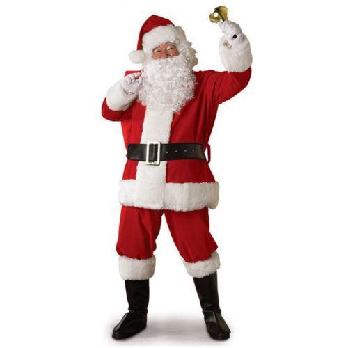 5Pcs S-3XL Adult Christmas Santa Claus Costume For Men&Women Santa Claus Role Cosplay Fancy Dress Suit With Wig Beard Outfit New