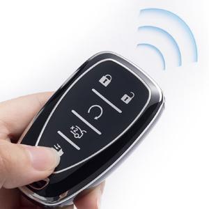 Key Fob Cover for Chevy - Premium Soft TPU Shell Full Protection Case with Keychain, Fits Equinox Malibu Traverse Cruze Blazer Camaro Trailblazer Spark Sonic Volt Bolt Trax, Purple 5-Button