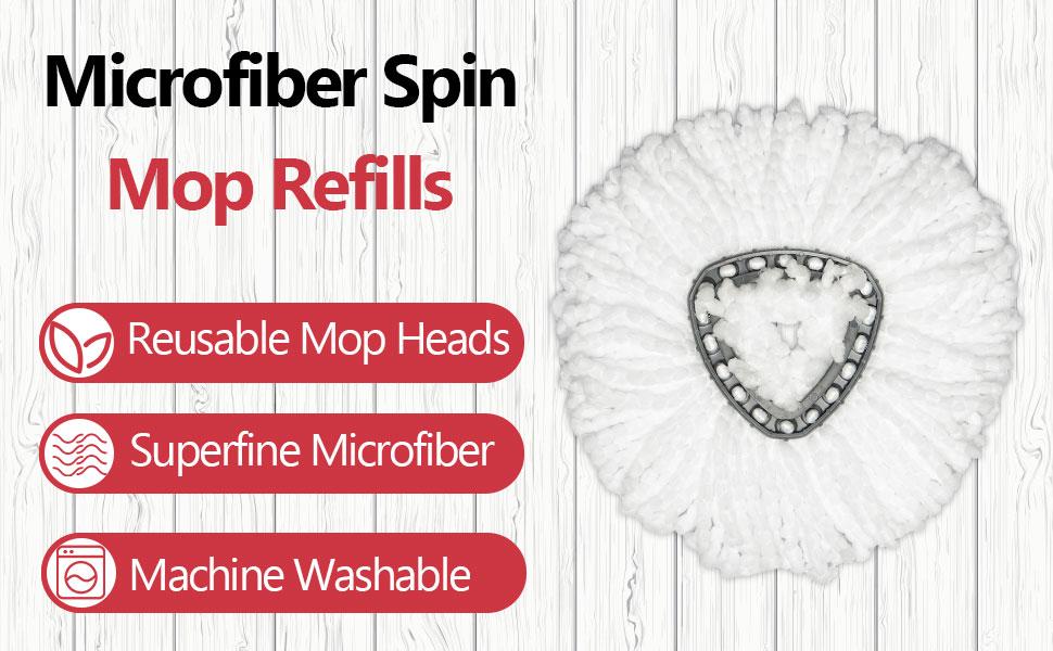 Spin Mop Replacement Head - 6 Pack EasyWring Mop Refills with Base Compatible with O-Cedar Triangle Spin Mop, Microfiber Mop Replace Head Easy Cleaning Floor Head Mop for Floor Cleaning mop floor