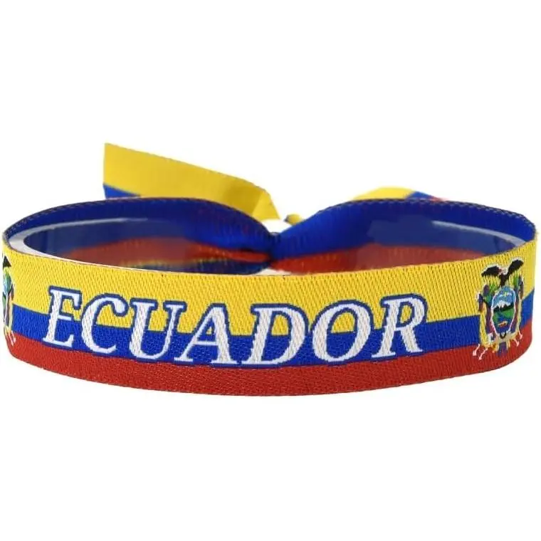 Ecuador Flag Bracelet, Adjustable and Washable Accessory,  Fabric Embroidery,  Pride, Ecuadorian Culture