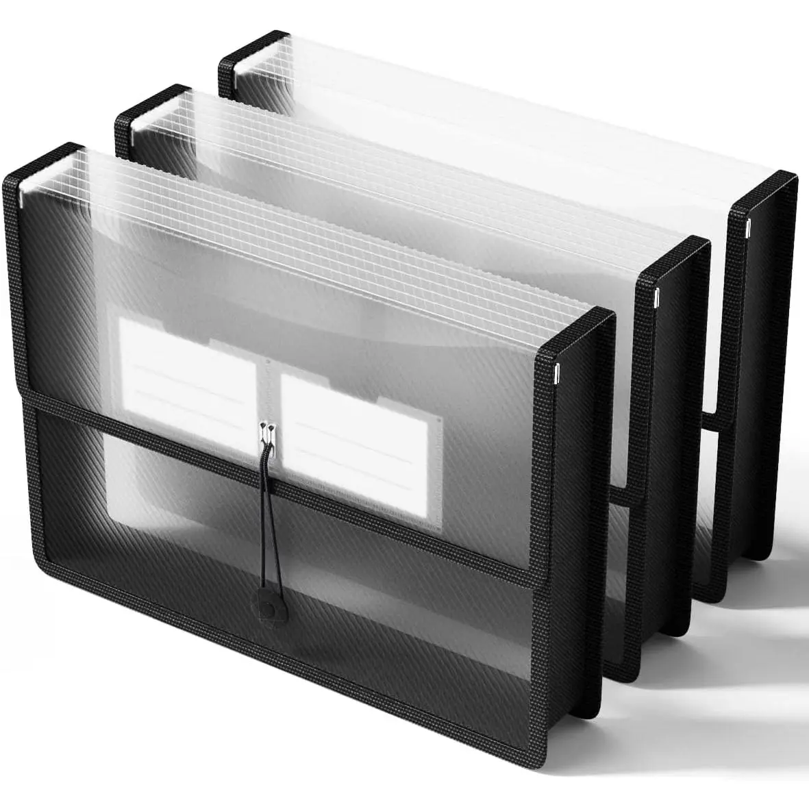 Plastic Expanding File Folders, Transparent Envelopes with Elastic Closure, No Dividers, Large Capacity, Fits Letter/A4 Size, for , Office, School, Tax, Bill Organization - 3 Pack