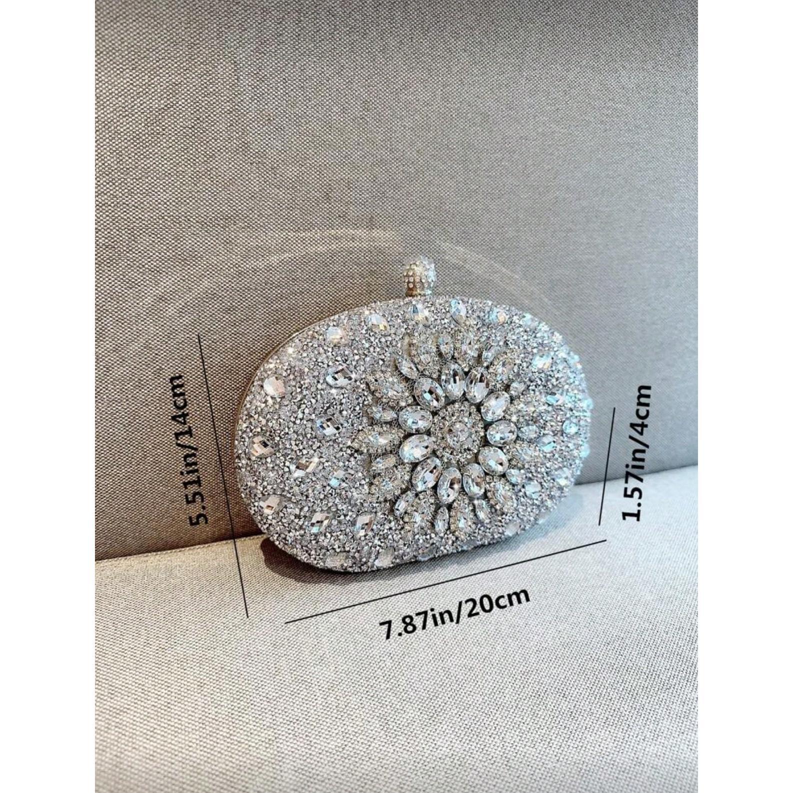 Rhinestone Decor Purses for 2026, Inspired Bride Clutch Handbag Bucket Bag Mini Bag Faux Evening Bag Dinner Bag Glamorous Crossbody Bags Shoulder Bag for Woman Perfect for Party, Dinner, Christmas