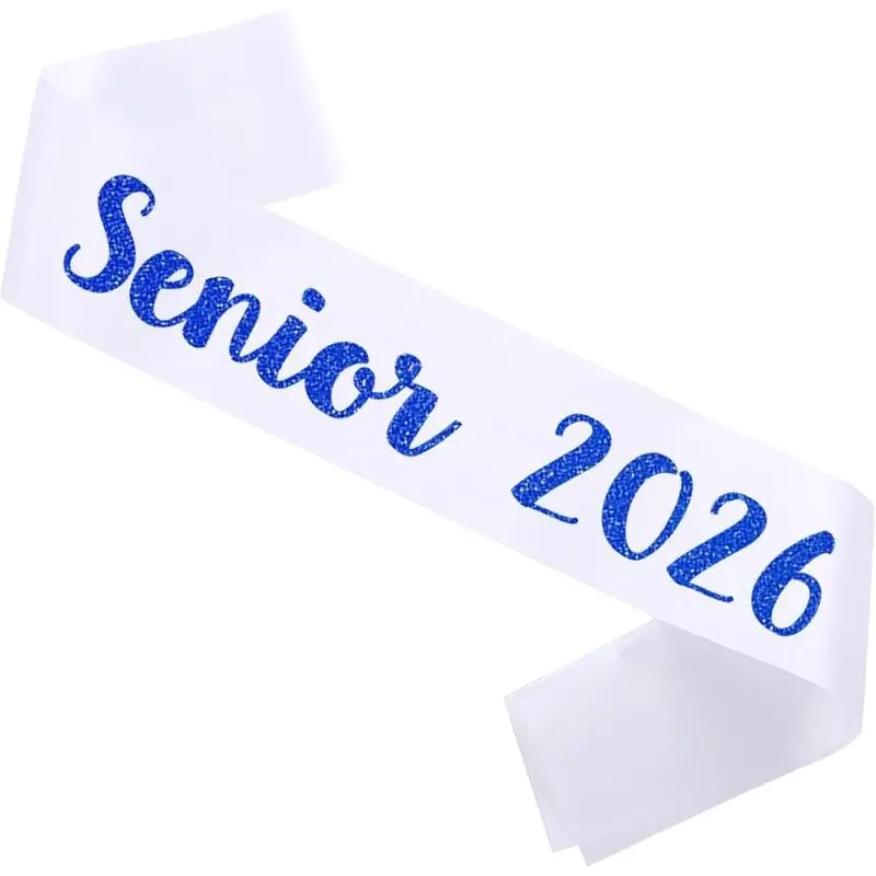Senior 2026 Sash, Glitter  Blue Finally Graduated Senior Sash 2026 White for Graduation Party Decorations Supplies