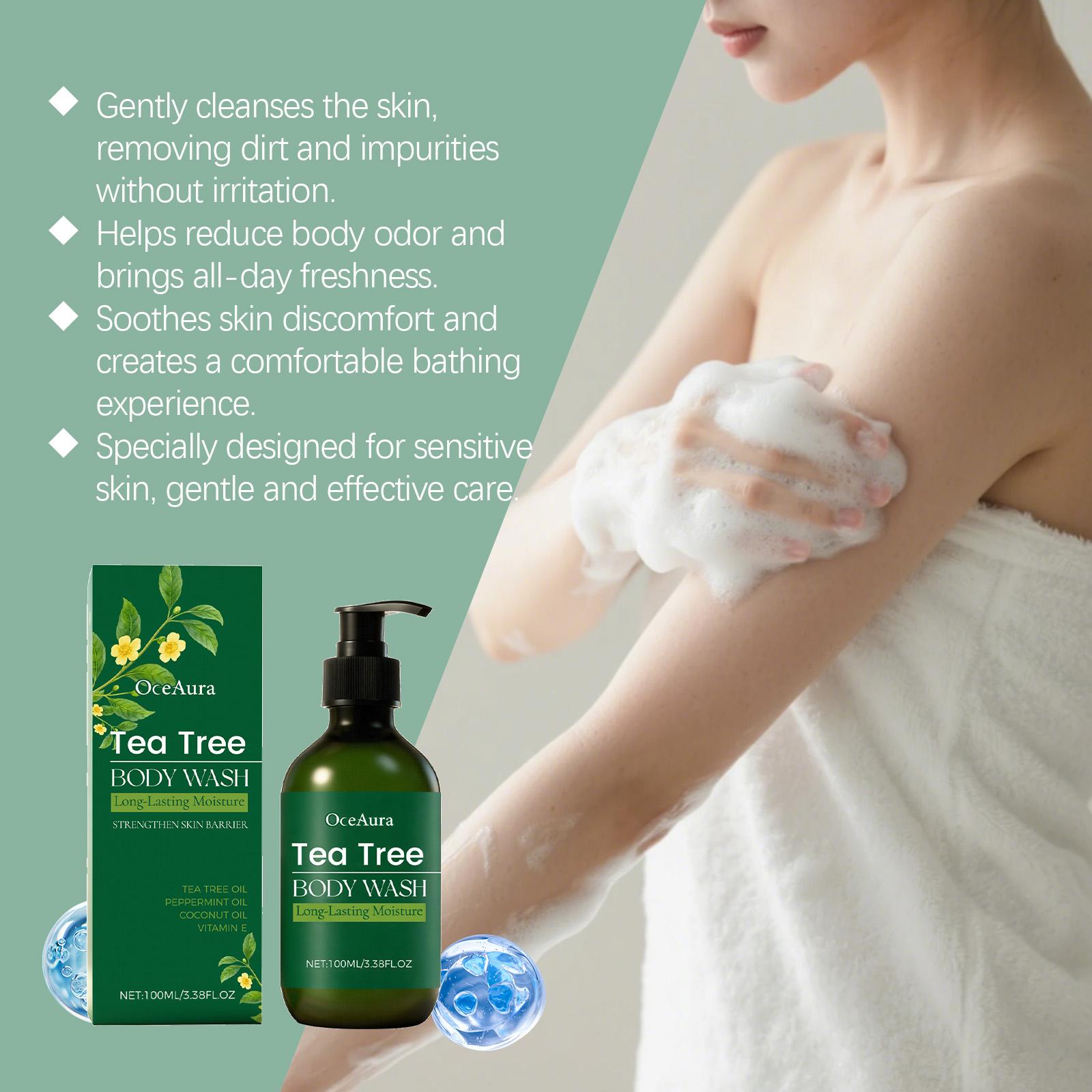 OceAura Tea Tree Refreshing Body Wash, Moisturizing and Nourishing, Refreshing and Moisturizing Rich Foam Daily Cleansing and Bath