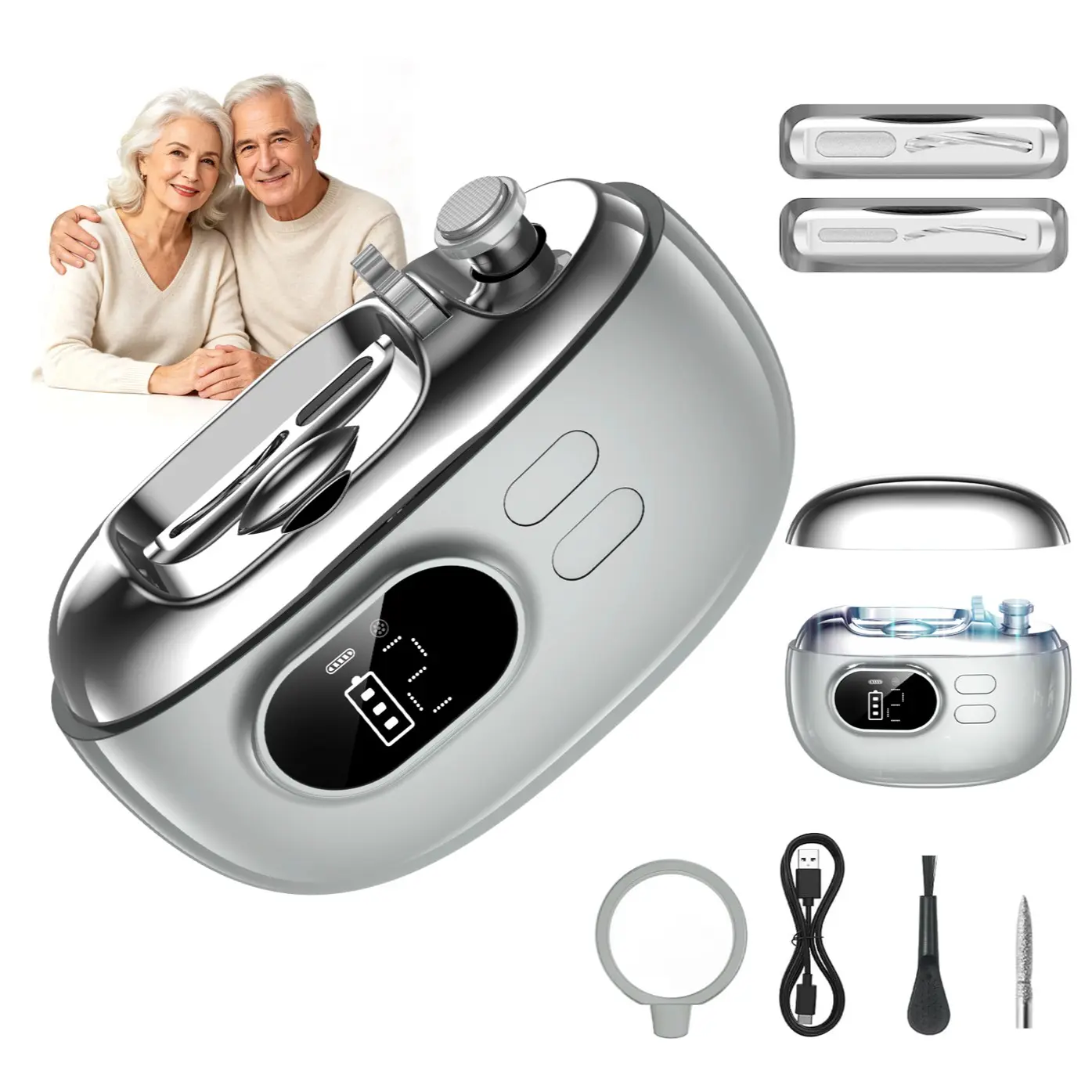 Electric Nail Clipper, Automatic Nail Trimmer for Seniors, USB Charging, LED Display, Lightweight, Manicure Tool, Thick Nails, Kids Friendly