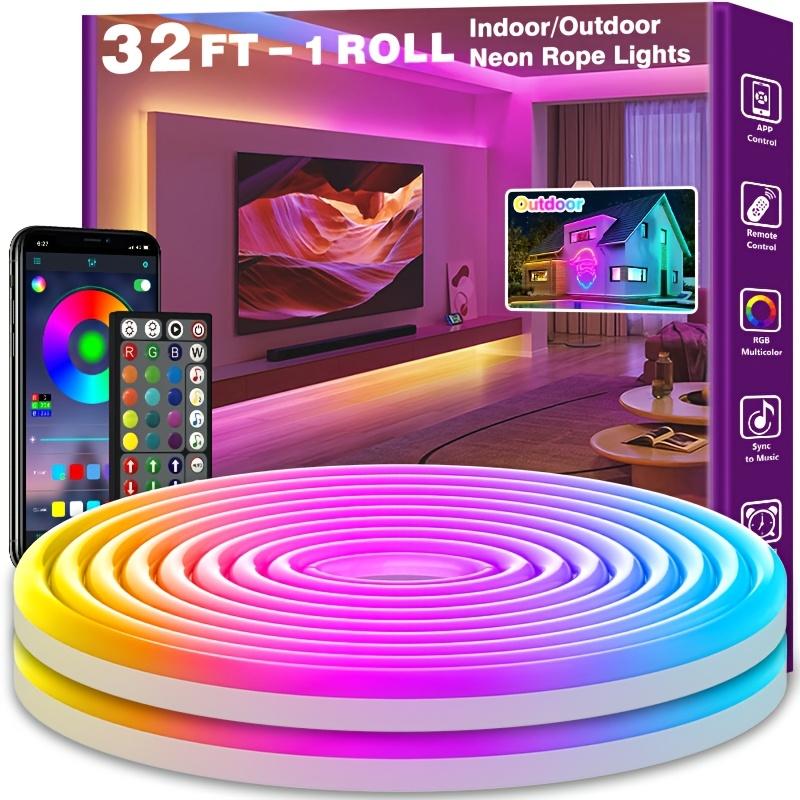 Product Introduction of 32 Feet Led Neon Rope Light, Use App/Remote Control Control, Flexible LED Rope Light, Multiple Modes, RGB Neon Light, Music Sync Game LED Neon Bar, Suitable for Bedroom, Indoor, Festival, Birthday Party, Party 1