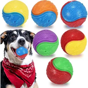 Set Of 6 Sound Dog Ball Toys High Elasticity Training Chew Balls Compatible With Dog Ball Launchers Interactive Play Teeth Grinding Toys For Puppies Pets
