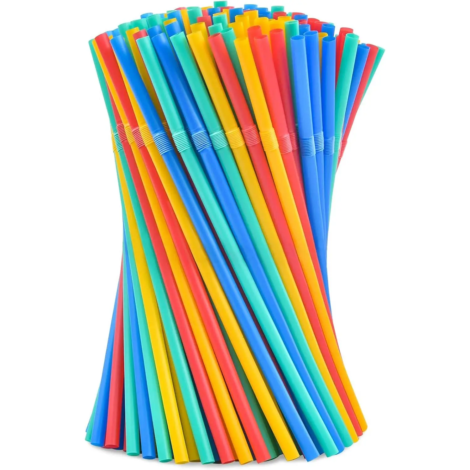 Plasticless 100 count Disposable Drinking Straws Corn-based Compostable Straw |  Straws Drinking Plastic Free Colorful Flexible Bendy Straws,  Straws for Party Travel Drinks 8.2"L