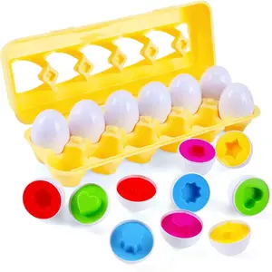 Matching Eggs 12 pcs Set Easter Eggs - Educational Color & Shape Recognition Sortere Skills Study Toys, Montessori Toys, STEM Educational Toy Gift  Toddler 1-3Year Old New model