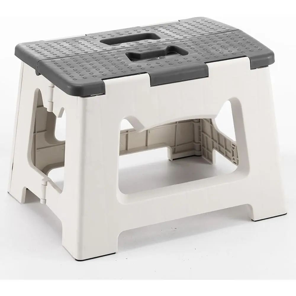 Foldable 9'' Step Stool for Kids & Adults, Hold Up to 300lb, Lightweight Small Collapsible Step Stool with Handle, Suitable for Kitchen Bathroom (Gray)