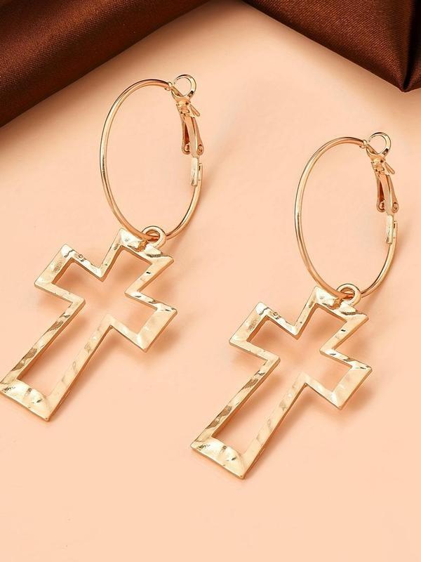 Trend Cross Design Dangle Earrings, 1 Pair Vintage Trendy Dangle Earrings, Chic Gorgeous Jewelry As Gift for Girlfriend
