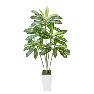 Artificial Dracaena Tree, 6 ft Tall Faux Tropical Plant with White Planter, Indoor Fake Floor Tree for Living Room, Office, Entryway & Home Decor