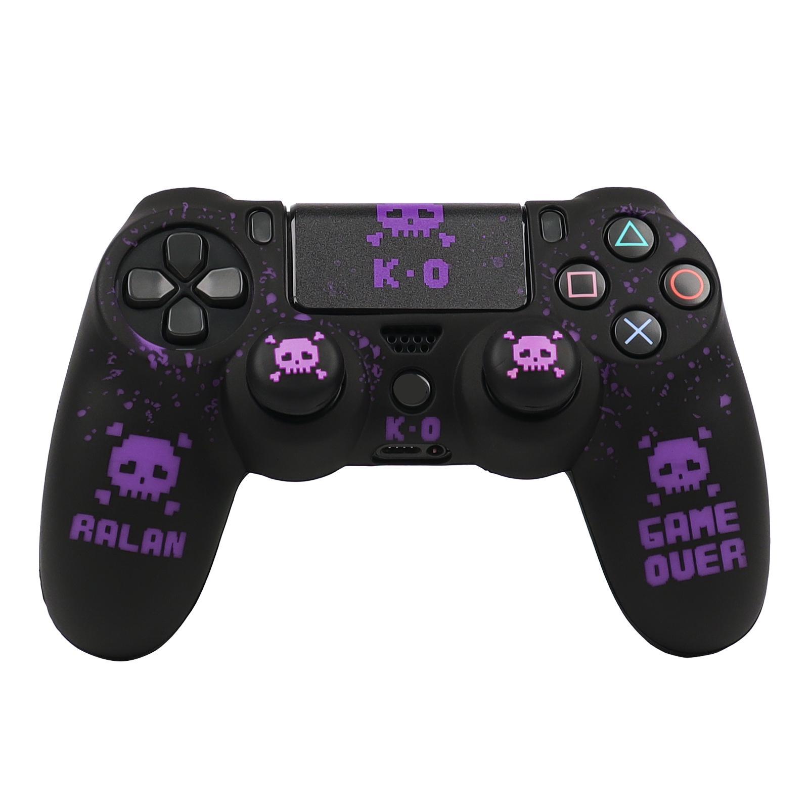 RALAN Silicone Game Controller Protective Case Cover with 2 Thumb Grip Cap & 1 Touch Screen Sticker, Game Controller Protector, Console Accessories for PS4
