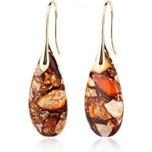 2 count  Stone Earrings, Fishhoop Dangle Drop Earrings Eye-Catching Stone Drop for Women
