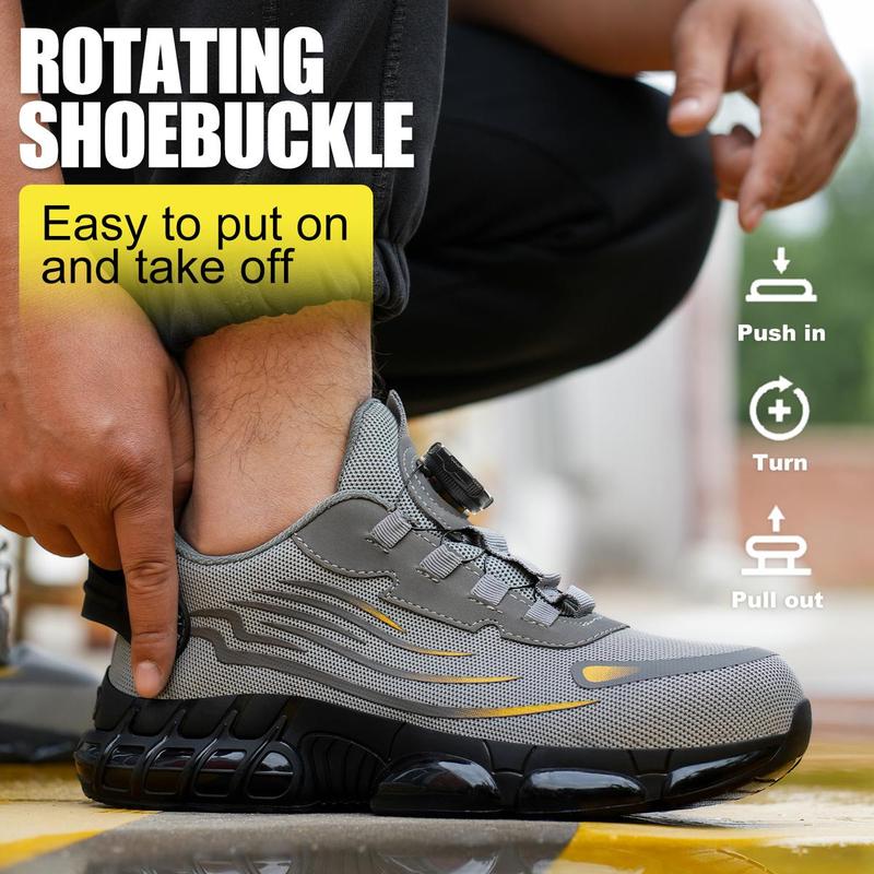 Men's Steel Toe Safety Shoes Puncture Proof Smash Proof Swivel Button Grey Mesh Work Boots for Outdoor Construction Dustproof Durable Non-Slip Outsole Men's Steel Toe Safety Shoes Puncture Proof Smash Proof Swivel Button Grey Mesh Work Boots for Outdoor Construction Dustproof Durable Non-Slip Outsole