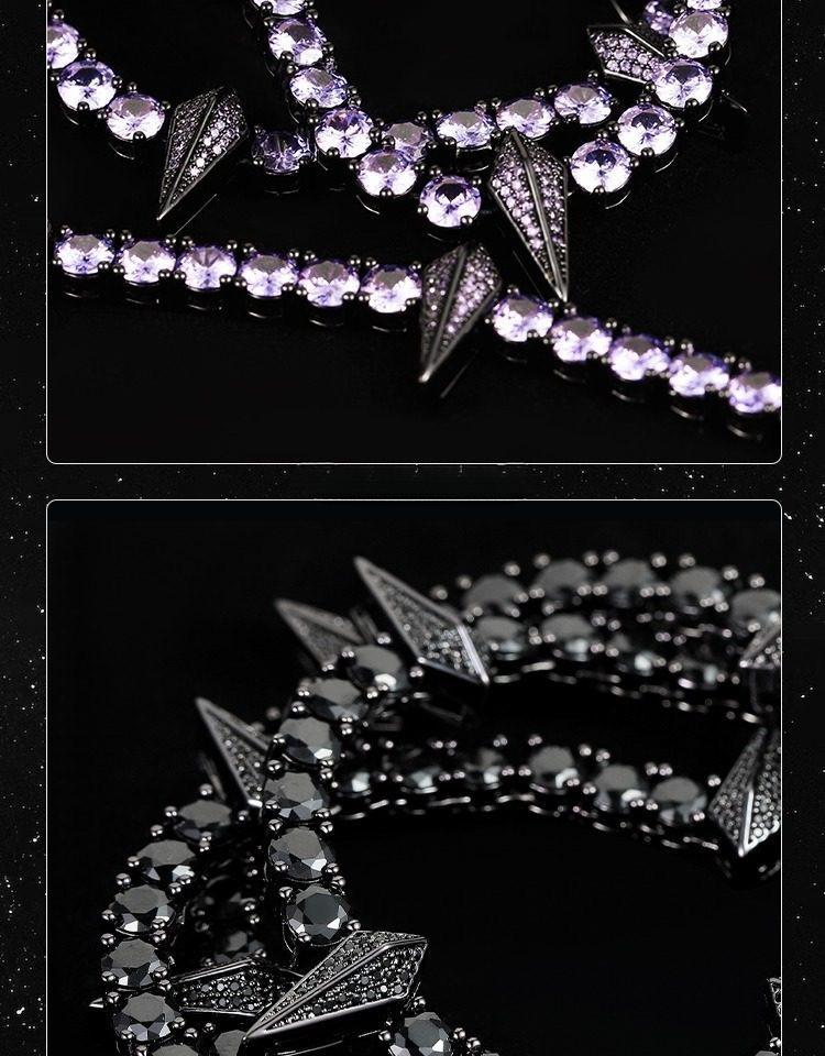 [ICE HUE]18K Gold Vacuum Plated Copper with 5A+ Sri Lanka Zircon Black SpikeNecklace Miami Italy Mexico & Micro Inspired for Women & Men Luxury Jewelry,Daily Wear,Casual Fashion,Gift Idea,,Classic,Minimalist,Simple,Sporty Style