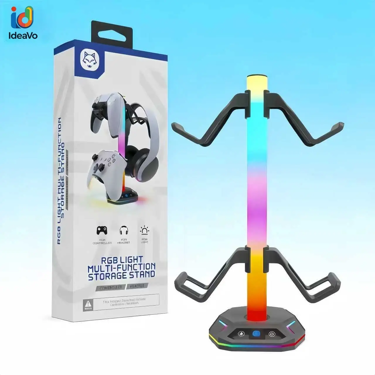 Ideavo RGB Storage Stand for Ps5/xbox Controllers, Multi-Function Organizer for Game Controllers and Headsets, Ideal Gift for Valentine's Day